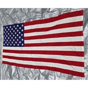 Watts 50 Star American Flag 4.5 x 9.5 ft Red White Blue Decor USA Vtg